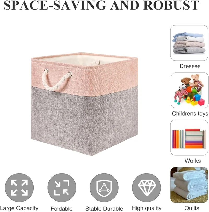 Mangata Aufbewahrungsbox Stoff,33x33x33cm Grosser Aufbewahrungskorb, Korb Aufbewahrung für Schrank,