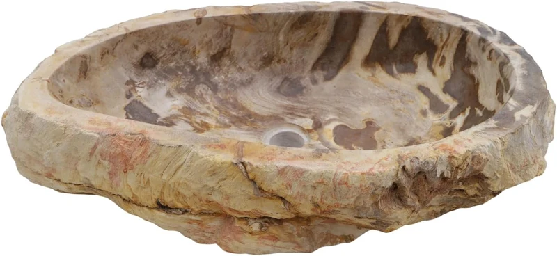 GURU SHOP Massives Fossiles Holz Aufsatz-Waschbecken, Waschschale, Naturstein Handwaschbecken - Mode