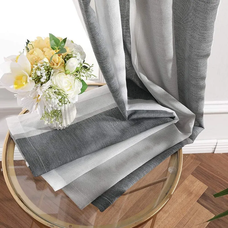 MIULEE Gardinen Gestreift Transparent mit Ösen, Voile Vorhänge Wohnzimmer Modern 2er Set, Vorhang Sc