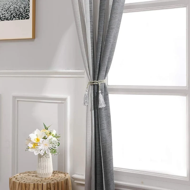 MIULEE Gardinen Gestreift Transparent mit Ösen, Voile Vorhänge Wohnzimmer Modern 2er Set, Vorhang Sc