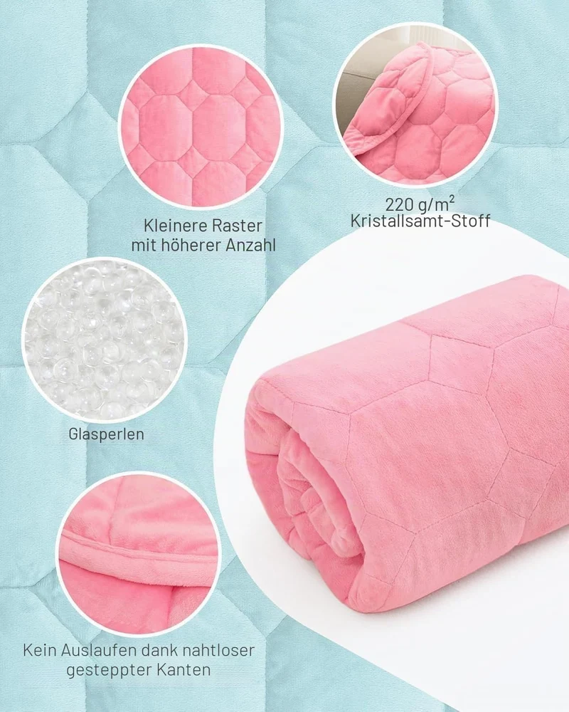 Gewichtsdecke, 3,2 kg für Erwachsene, luxuriöse Kristallsamt-gewichtete Schossdecke für Entspannung,