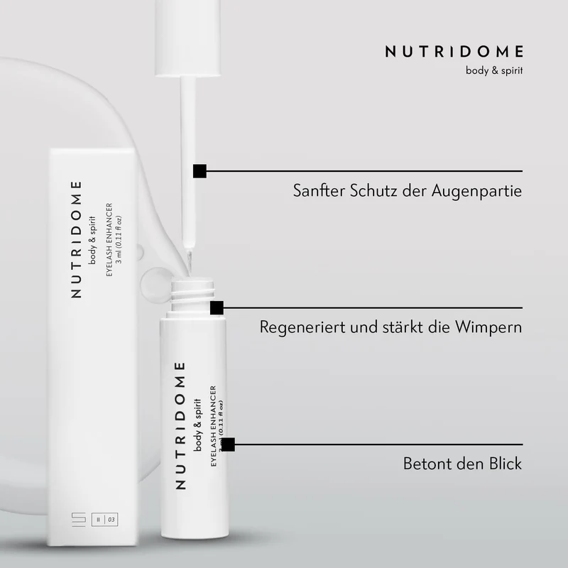 NUTRIDOME Wimpernserum 3ml für ein Starkes und Schneller Wimpernwachstum, Wimpernverlängerung, Wimpe
