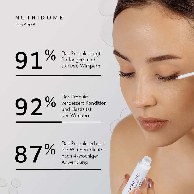 NUTRIDOME Wimpernserum 3ml für ein Starkes und Schneller Wimpernwachstum, Wimpernverlängerung, Wimpe