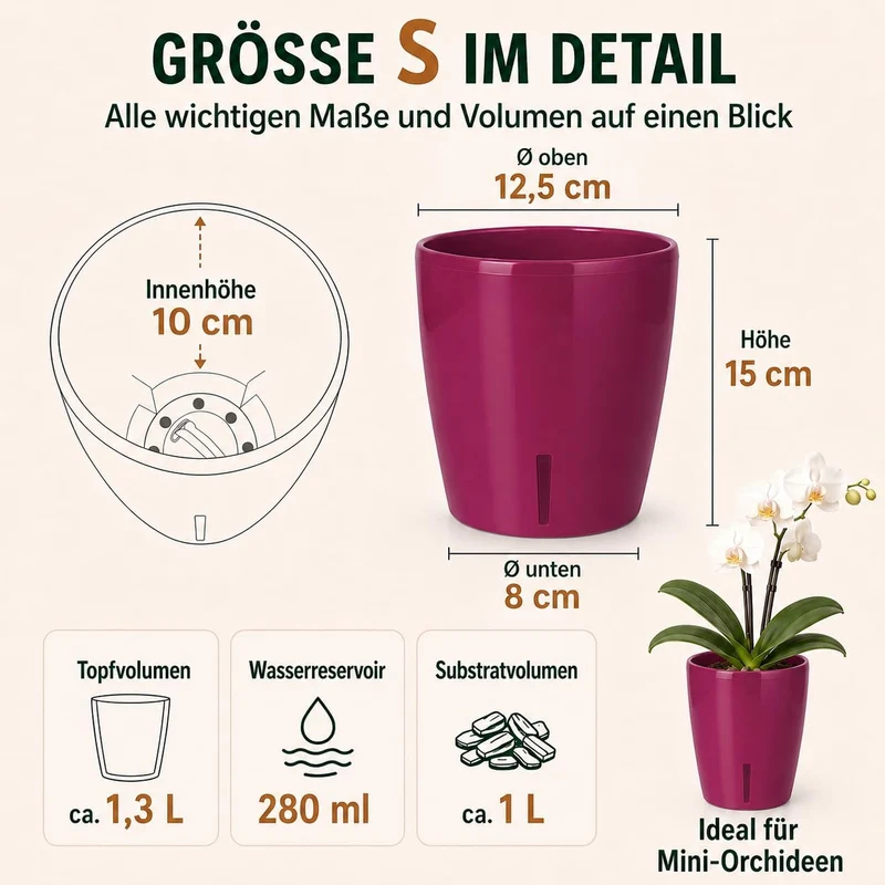 Santino 6er-Set Selbstbewässernder Topf mit Dochtsystem und Wasserstandsanzeige für den Innenbereich