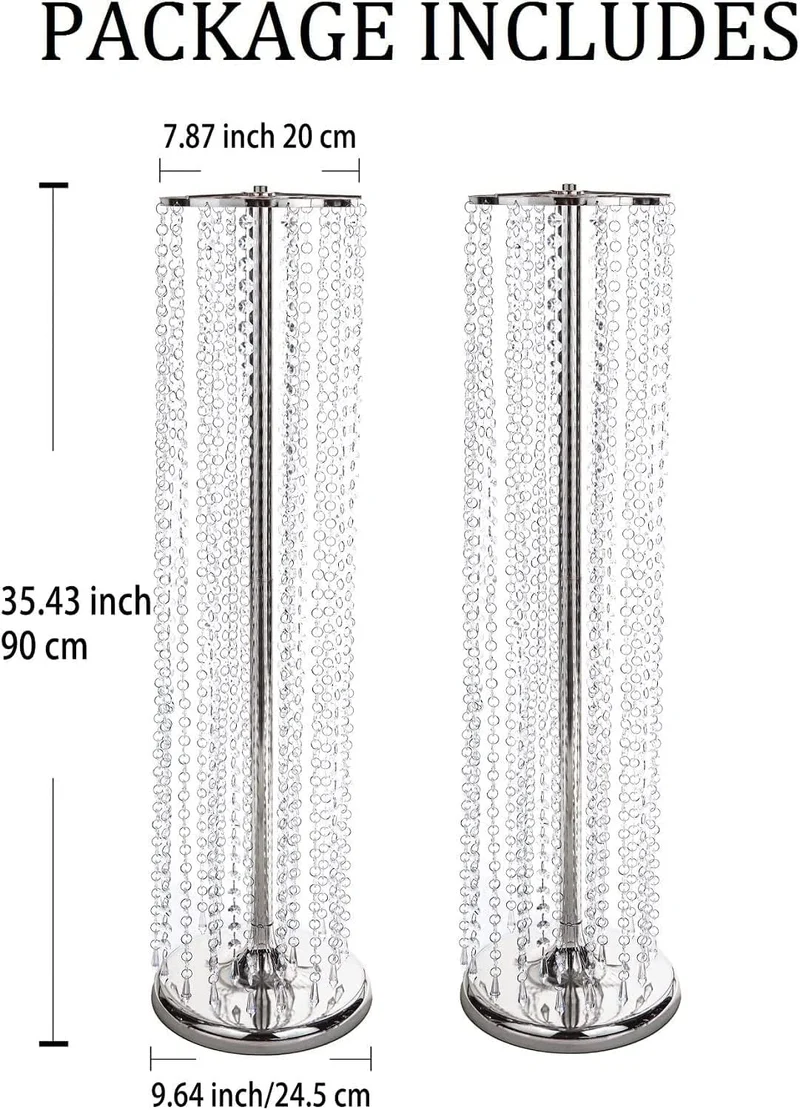 LANLONG Luxuriöse Kristall-Blumenständer für Hochzeit, Mittelstücke auf dem Boden, hoch, Metall, Blu