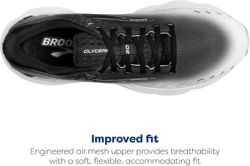 Brooks Herren Glycerin 20 Sneaker 40 EU Black Lilac White, 40 EU Black Lilac White