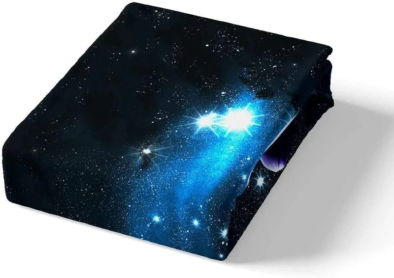 Loussiesd Kinder Bettwäsche Galaxy Sterne 135x200 cm + 80x80 cm 3D Print Betten Set Weltraum -Motiv