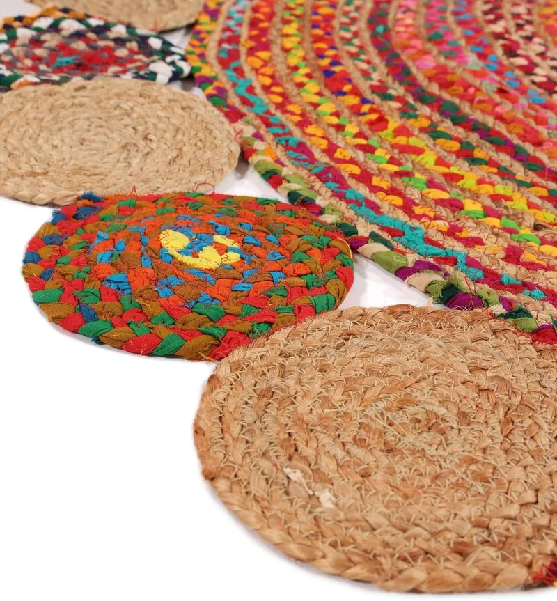 RugVista, Solana Dot Jute, Teppich, Mittelflor, ∅ 200 cm, Rund, Modern, Jute, Flur, Schlafzimmer, Kü