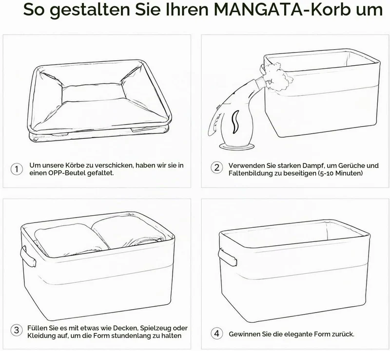 Mangata gross Canvas-Aufbewahrungsbox, Stoff-Aufbewahrungskorb mit Griffen für Schränke, Regale, Kle