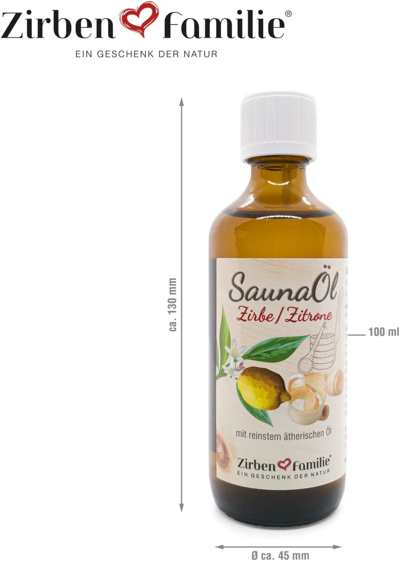 Zirben Familie® Saunaaufguss Zirbe & Zitrone 100ml | Saunaöl aus Zirbelkiefer | Sauna Aufgussmittel