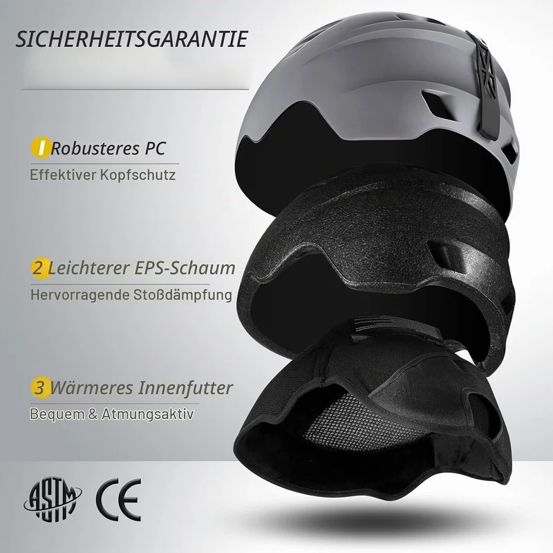 Odoland Skihelm und Skibrille Set Snowboardhelm mit Snowboardbrille für Damen und Herren Ski Goggles