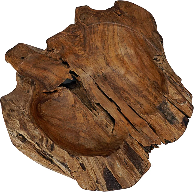 Cepewa Holzschale XL aus Teak Holz in Handarbeit gefertigt | Dekoschale | grosse Obstschale rund und