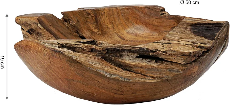 Cepewa Holzschale XL aus Teak Holz in Handarbeit gefertigt | Dekoschale | grosse Obstschale rund und
