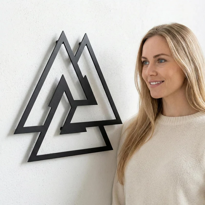 DEKADRON Metall-Wandkunst, Metall Valknut Dekor, nordische Mythologie Walknut keltische nordische Od