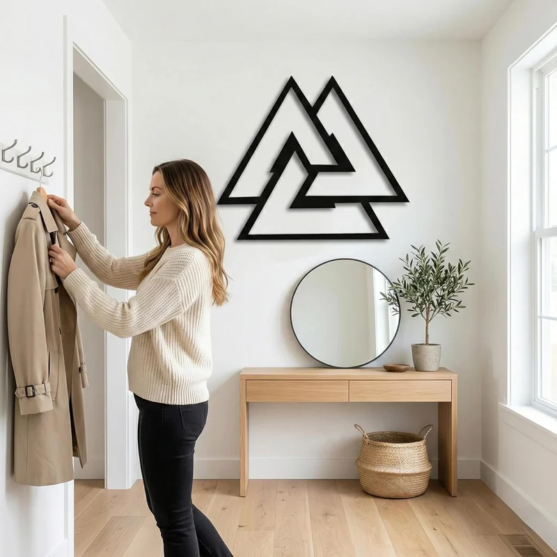 DEKADRON Metall-Wandkunst, Metall Valknut Dekor, nordische Mythologie Walknut keltische nordische Od