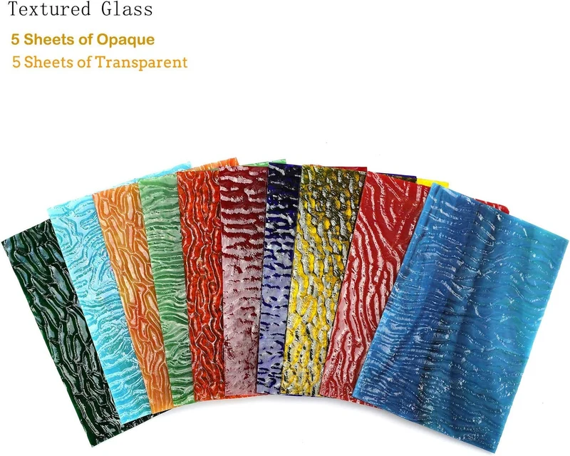 Lanyani 10 Bögen mit strukturierten Buntglasscheiben, 10,2 x 15,2 cm, grosse Kathedralen-Glas-Mosaik