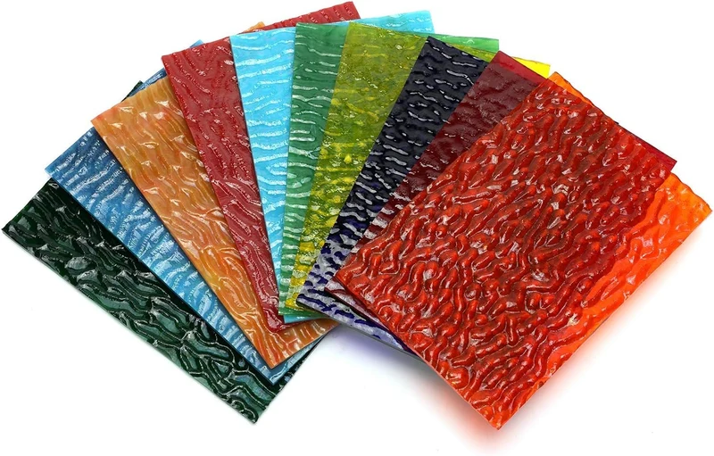 Lanyani 10 Bögen mit strukturierten Buntglasscheiben, 10,2 x 15,2 cm, grosse Kathedralen-Glas-Mosaik