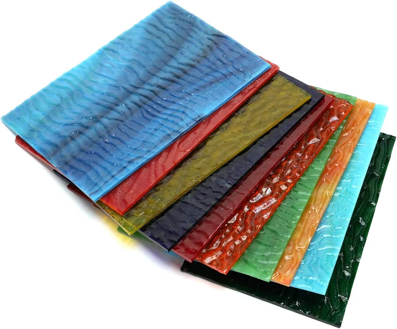 Lanyani 10 Bögen mit strukturierten Buntglasscheiben, 10,2 x 15,2 cm, grosse Kathedralen-Glas-Mosaik
