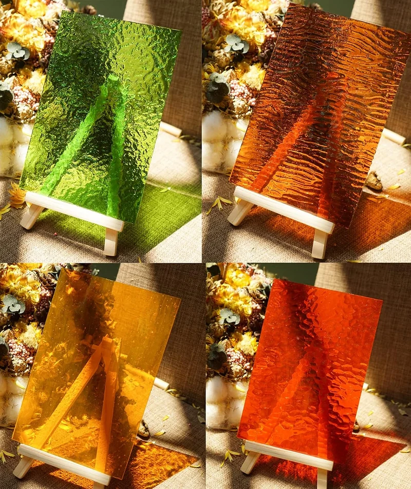 Lanyani 10 Bögen mit strukturierten Buntglasscheiben, 10,2 x 15,2 cm, grosse Kathedralen-Glas-Mosaik