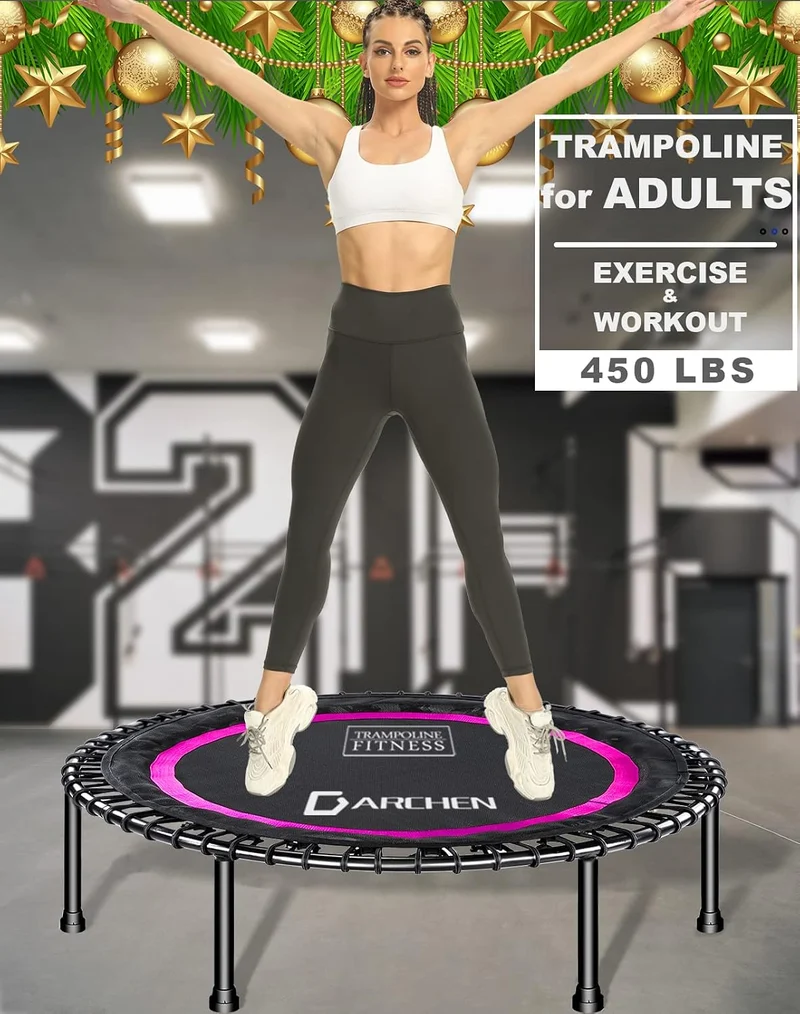 DARCHEN Krtpm Fitness Trampolin Einheitsgrösse 550F - Rosarot - mit Spanngummi-Abdeckung, Einheitsgr