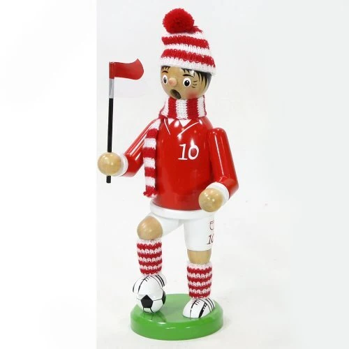 Hochwertiger Räuchermann Modell " FUSSBALLER rot - weiss " Grösse ca. 20cm Rot / Weiss, Rot / Weiss