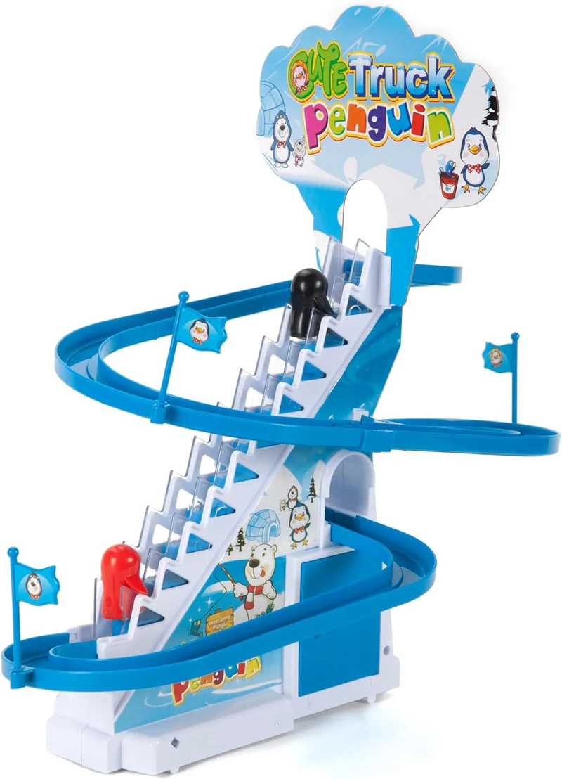 ARSUK Elektronische Musik Ente treppensteigen Spielzeug, Rennbahnen, Playful Penguin Race, achterbah