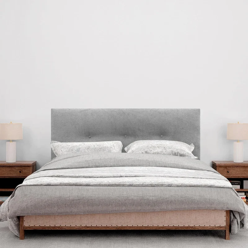 DHOME Kunstleder oder Acualine Stoff Kopfteil einfarbig mit Knöpfen gepolstert HIGH Range Luxus Bett