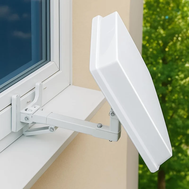 netshop 25 Set: SELFSAT H30D4+ Flachantenne Quad + Fensterhalterung + 4 Fensterdurchführung + 16 F-S