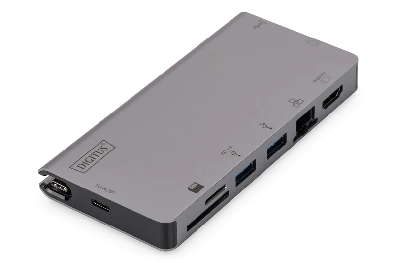 DIGITUS USB-C Travel Docking Station – 8 Ports – 1x HDMI, 1x VGA (4K@30Hz) – 2x USB 3.0 / USB 2.0, 1