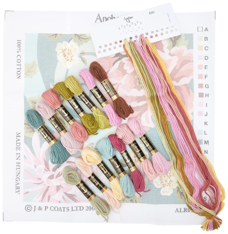 Anchor Tapisserie-Kit, 100% Baumwolle, Floral Swirl in Green, 40 x 40 cm
