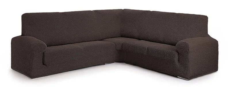 Milica Bezug für Ecksofa, aus anpassbarem Butan-Stoff, extra gross (bis zu 600 cm), Farbe 07 braun 0