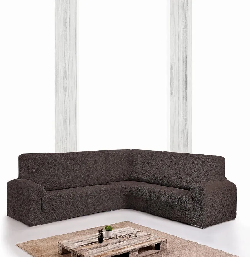 Milica Bezug für Ecksofa, aus anpassbarem Butan-Stoff, extra gross (bis zu 600 cm), Farbe 07 braun 0