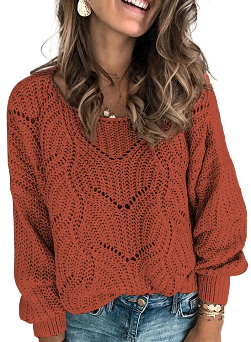 Dokotoo Damen Strickpullover Elegant Rundhals Pullover Herbst Winter Einfarbiger Pulli Oberteil Swea