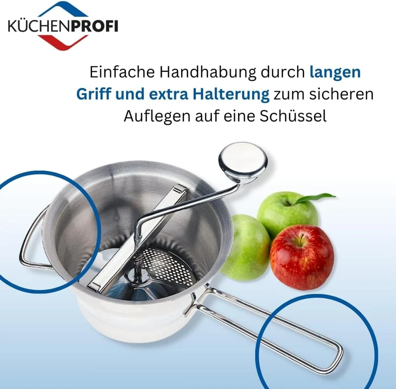 Küchenprofi Profi Passiergerät Edelstahl rostfrei, ø 20cm, spülmaschinenfest, inkl. 4 Lochscheiben,
