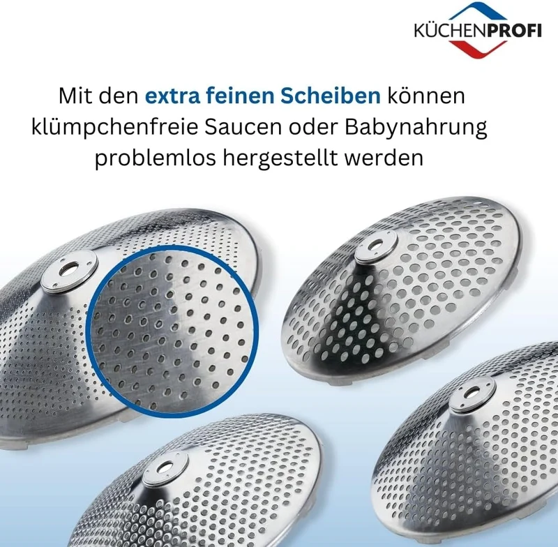 Küchenprofi Profi Passiergerät Edelstahl rostfrei, ø 20cm, spülmaschinenfest, inkl. 4 Lochscheiben,
