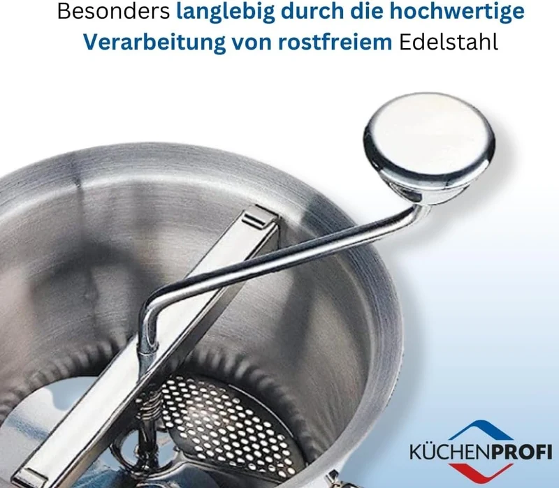 Küchenprofi Profi Passiergerät Edelstahl rostfrei, ø 20cm, spülmaschinenfest, inkl. 4 Lochscheiben,