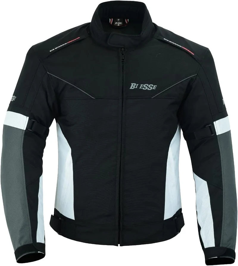 BI ESSE Jacke aus Stoff für Motorrad, Scooter, Reisen, belüftet, (Grau, XS) XS Grau, XS Grau