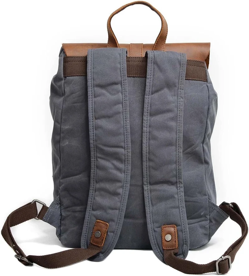 Neuleben Vintage Wasserdicht Rucksack Daypack aus Canvas Leder Damen Herren für Reise Outdoor Schule