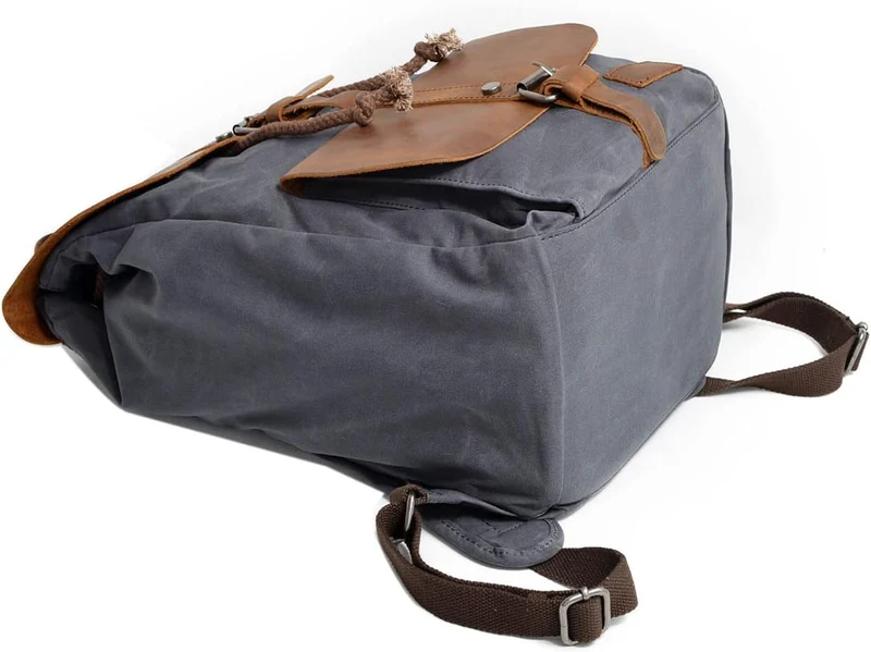 Neuleben Vintage Wasserdicht Rucksack Daypack aus Canvas Leder Damen Herren für Reise Outdoor Schule