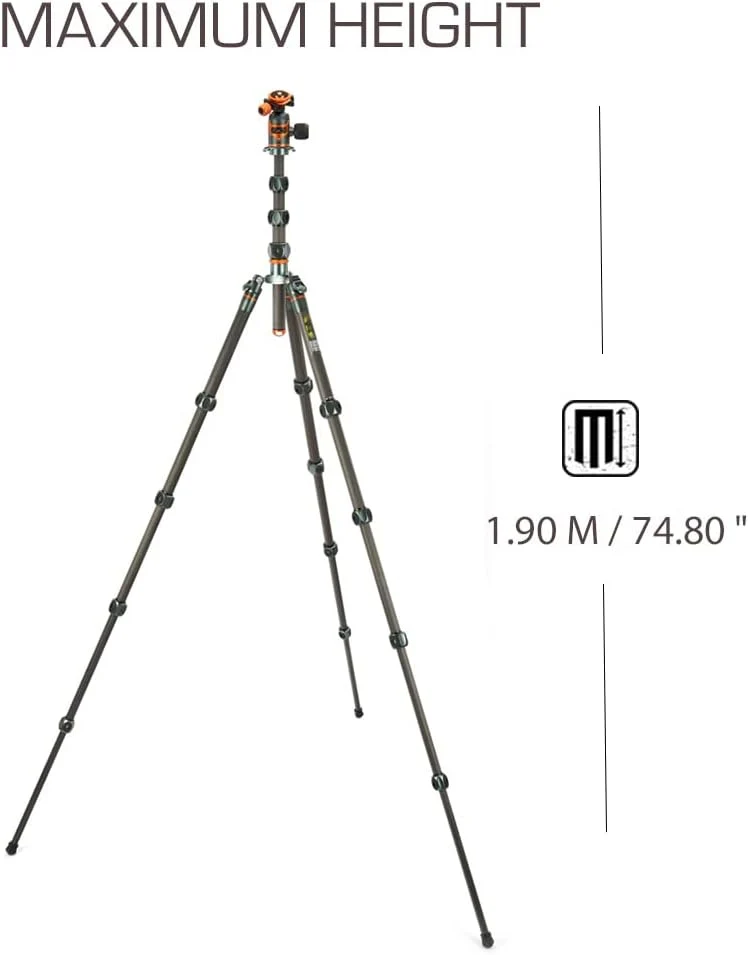 3 Legged Thing Legends Bucky Stativ aus Carbon – Reisetaugliches, verstellbares Kamerastativ mit 3 a
