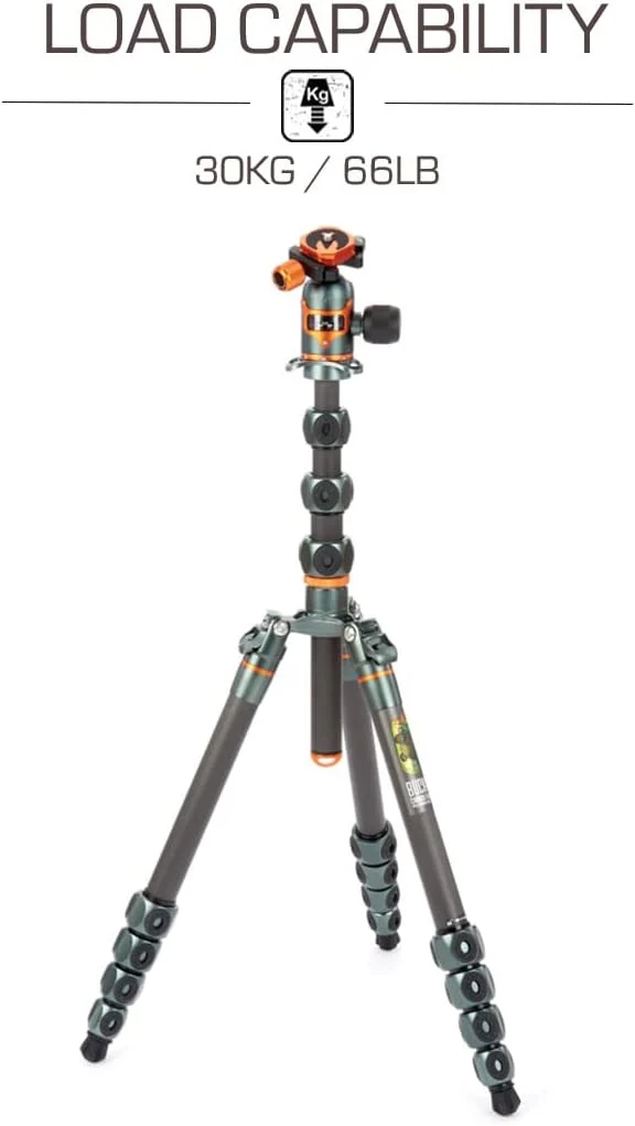 3 Legged Thing Legends Bucky Stativ aus Carbon – Reisetaugliches, verstellbares Kamerastativ mit 3 a