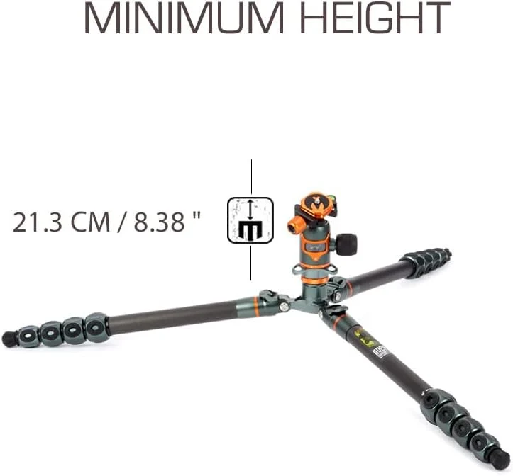 3 Legged Thing Legends Bucky Stativ aus Carbon – Reisetaugliches, verstellbares Kamerastativ mit 3 a