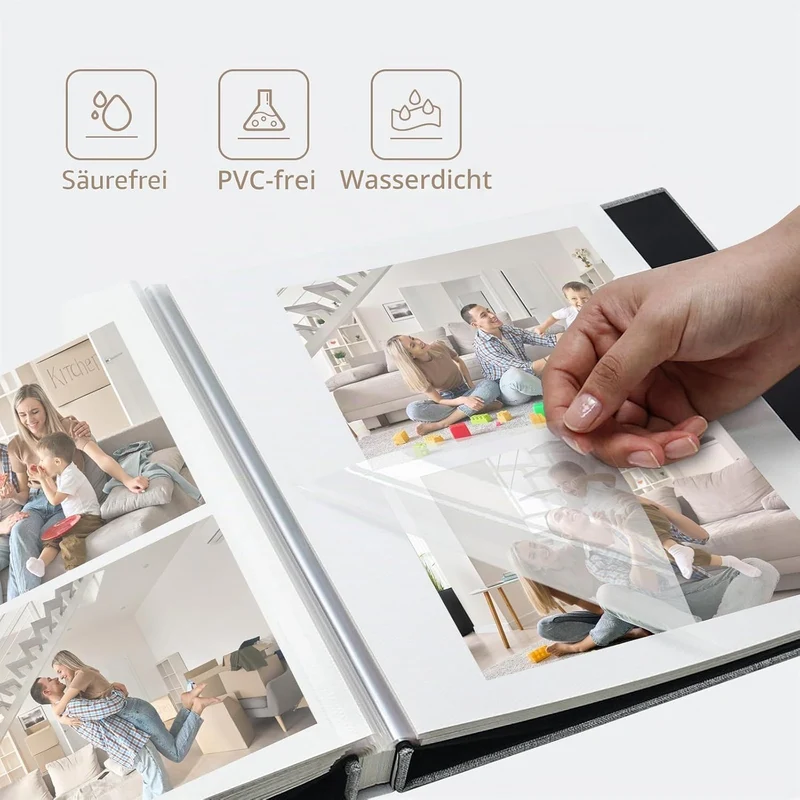 Vienrose Fotoalbum, selbstklebend, 10,2 x 15,2 cm, 12,7 x 17,8 cm, 21,6 x 27,9 cm, Scrapbook mit Met