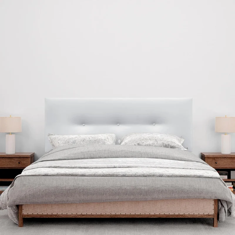 DHOME Kunstleder oder Acualine Stoff Kopfteil einfarbig mit Knöpfen gepolstert HIGH Range Luxus Bett