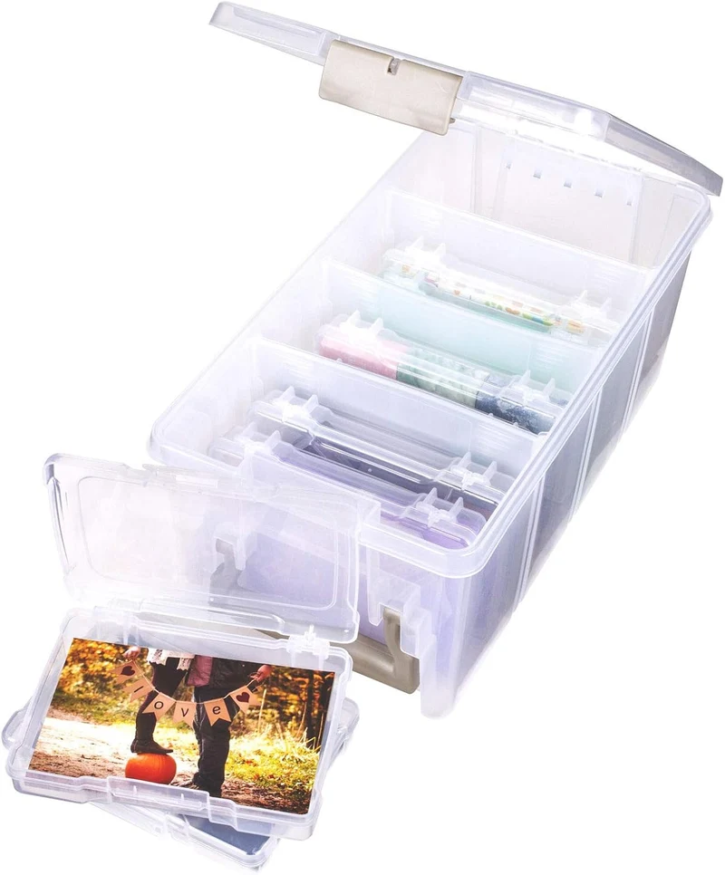 ArtBin Semi Satchel Foto- und Bastelorganizer Set, grosse Box mit [8] Kunststoff-Aufbewahrungsboxen