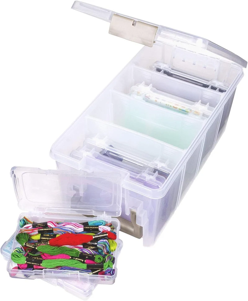 ArtBin Semi Satchel Foto- und Bastelorganizer Set, grosse Box mit [8] Kunststoff-Aufbewahrungsboxen