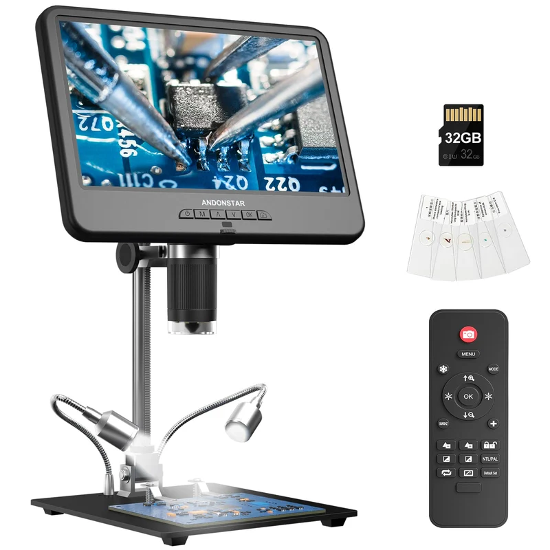 Andonstar AD210 10,1 Zoll LCD Digitales Mikroskop zum Löten, Münzmikroskope Vollansicht für Fehlermü