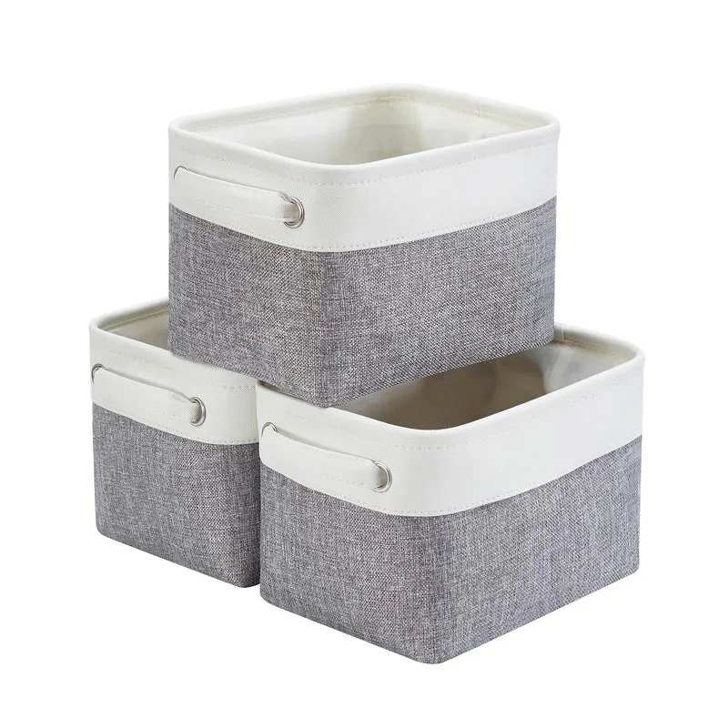 Mangata Kleine Canvas-Aufbewahrungsbox, Stoff-Aufbewahrungskorb mit Griffen für Schränke, Regale, Kl