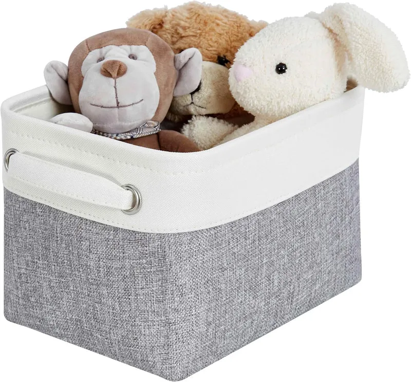 Mangata Kleine Canvas-Aufbewahrungsbox, Stoff-Aufbewahrungskorb mit Griffen für Schränke, Regale, Kl