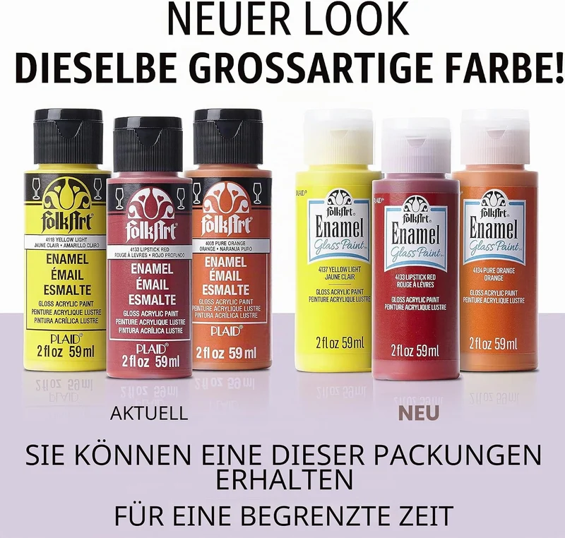 FolkArt PROMOGLS16 Glänzendes Acryl-Emaille-Bastelfarben-Set für Anfänger und Künstler, ungiftige Fo